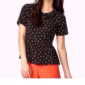 Retro pin up nautical forever 21 anchor print peter pan collar blouse